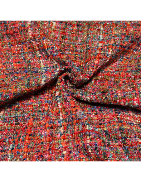 Tweed soie & viscose - Multicolore ton chaud