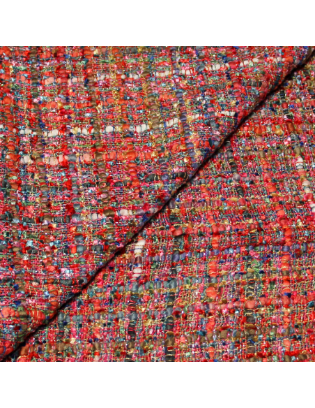 Tweed soie & viscose - Multicolore ton chaud