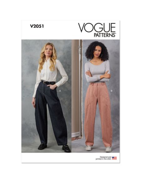 Patron Vogue 2051 H5 (34-42) - Pantalon taille haute à jambes larges avec poches