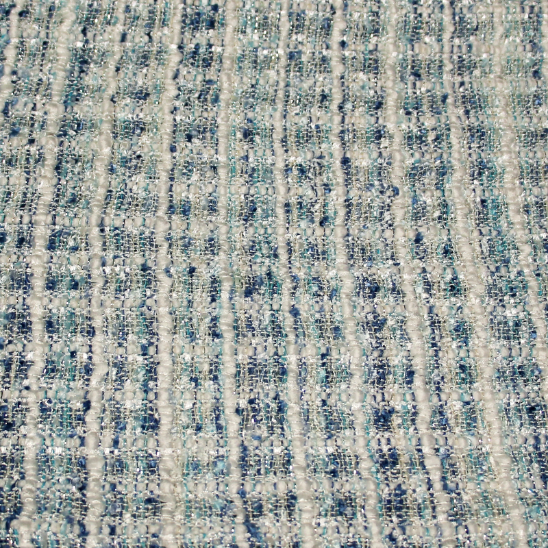 Tweed soie & viscose - Blanc & bleu