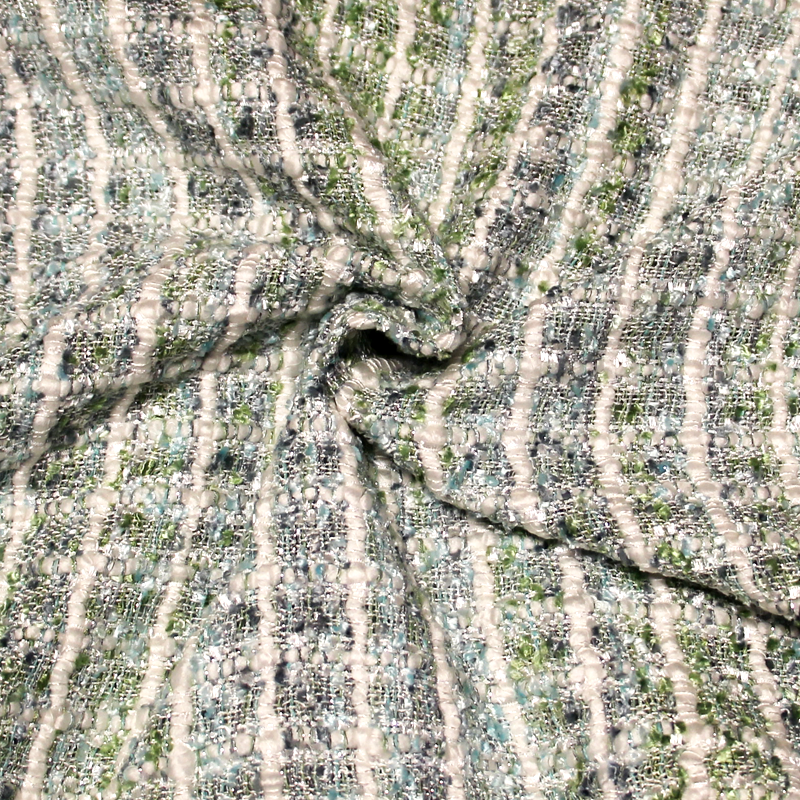 Tweed soie & viscose - Blanc & vert