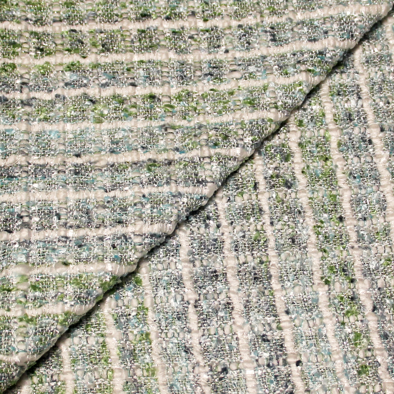 Tweed soie & viscose - Blanc & vert