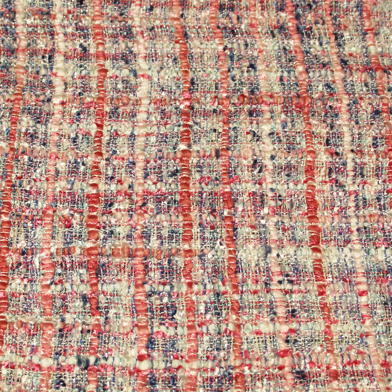 Tweed soie & viscose - Rose & bleu