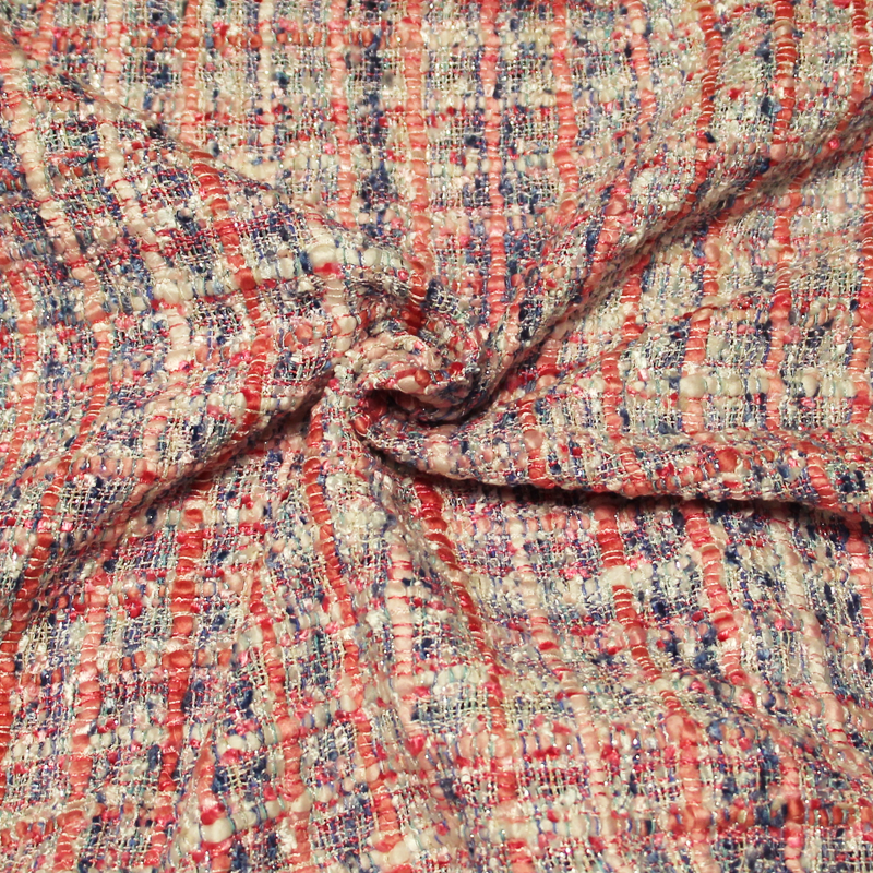 Tweed soie & viscose - Rose & bleu