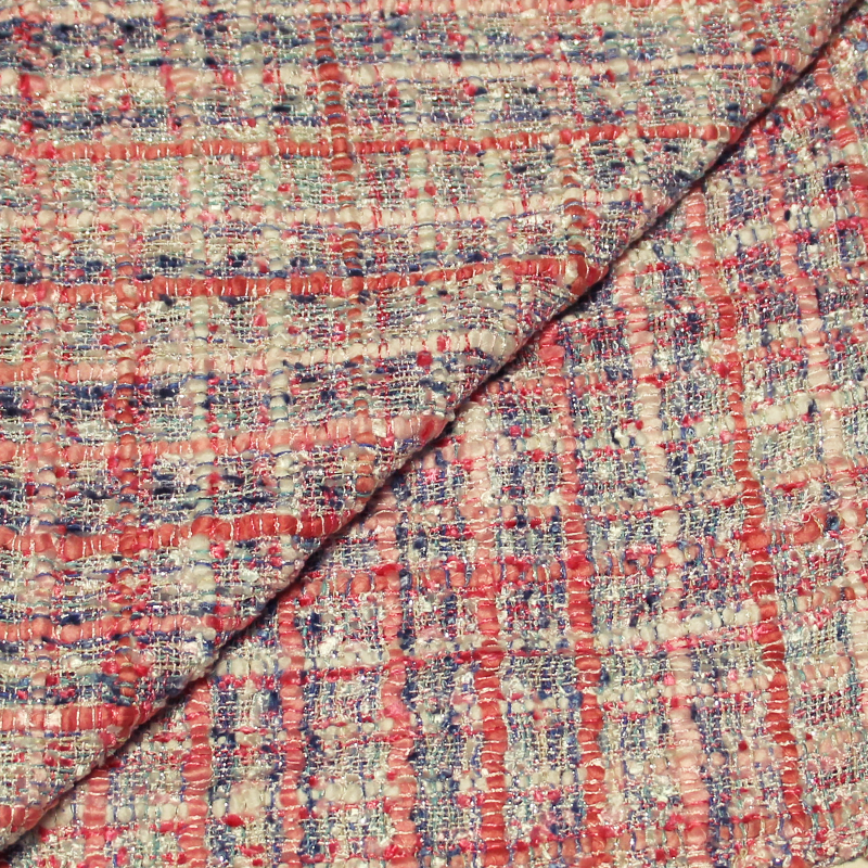 Tweed soie & viscose - Rose & bleu
