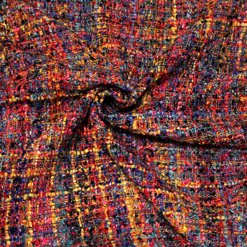 Tweed soie & viscose - Multicolore nuit électrique