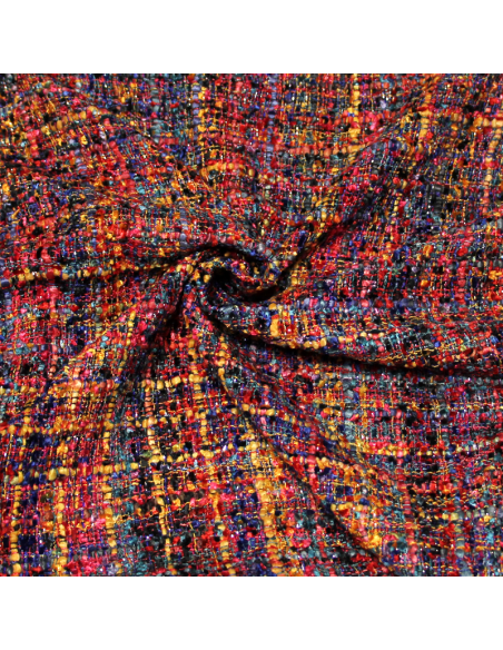 Tweed soie & viscose - Multicolore nuit électrique
