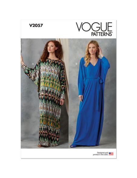 Patron Vogue 2057 A (32-54) - Caftan ample avec ceinture et encolure en V