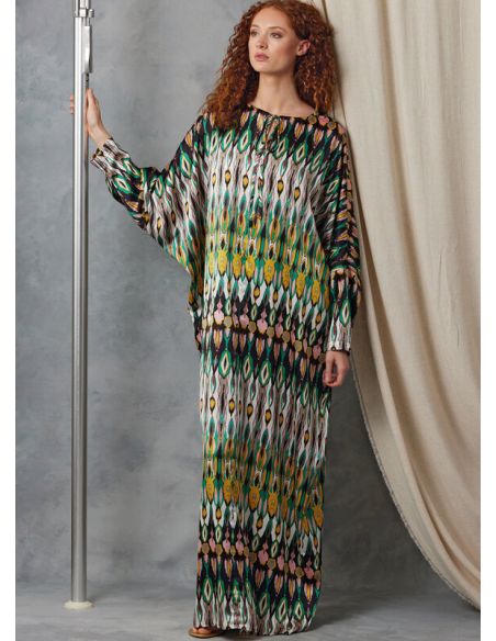 Patron Vogue 2057 A (32-54) - Caftan ample avec ceinture et encolure en V