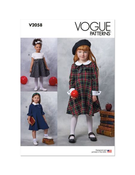 Patron Vogue 2058 A (3-8) - Robe enfant avec col contrasté