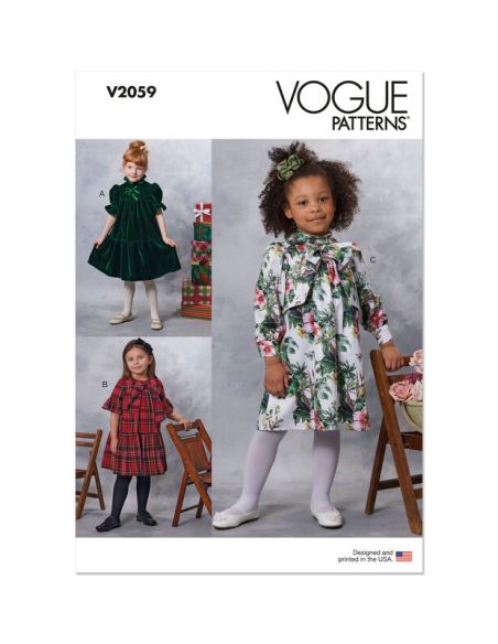 Patron Vogue 2059 A (3-8) - Robe enfant avec col contrasté