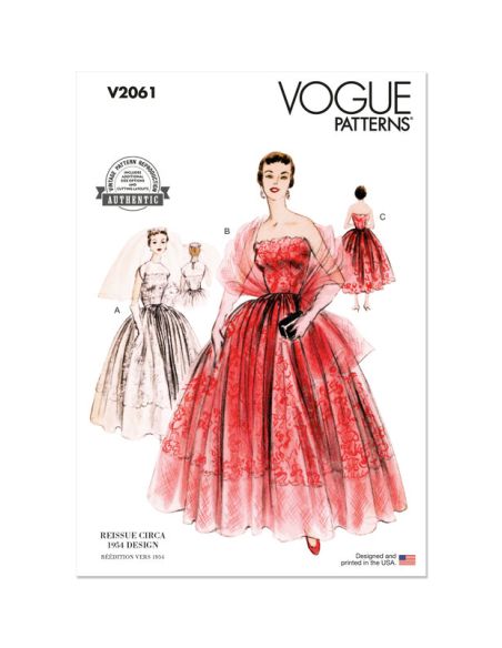 Patron Vogue 2061 B5 (36-44) - Robe de soirée vintage avec étole