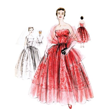 Patron Vogue 2061 B5 (36-44) - Robe de soirée vintage avec étole 2