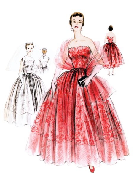 Patron Vogue 2061 B5 (36-44) - Robe de soirée vintage avec étole