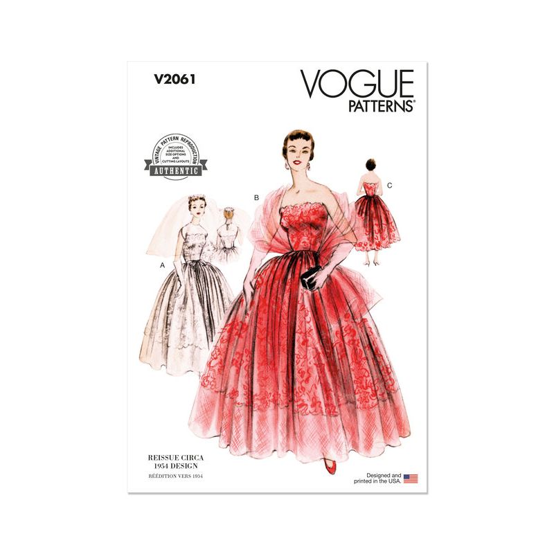 Patron Vogue 2061 B5 (36-44) - Robe de soirée vintage avec étole
