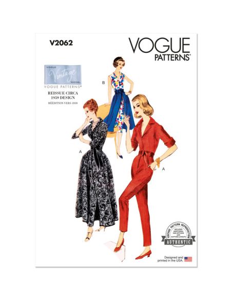 Patron Vogue 2062 B5 (36-44) - Ensemble vintage slack et jupe