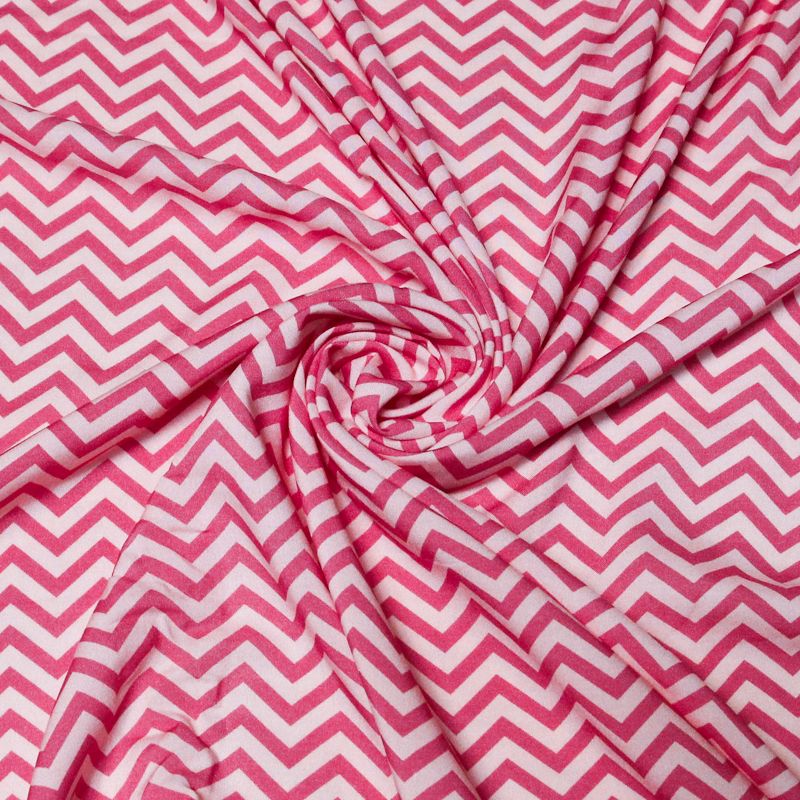 Étoffe 100% viscose - Zigzag rose