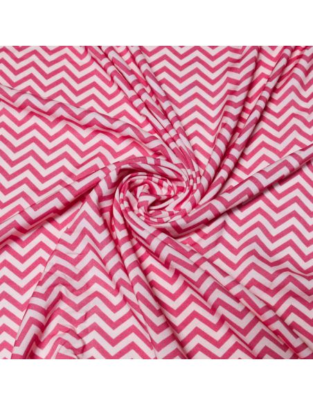 Étoffe 100% viscose - Zigzag rose