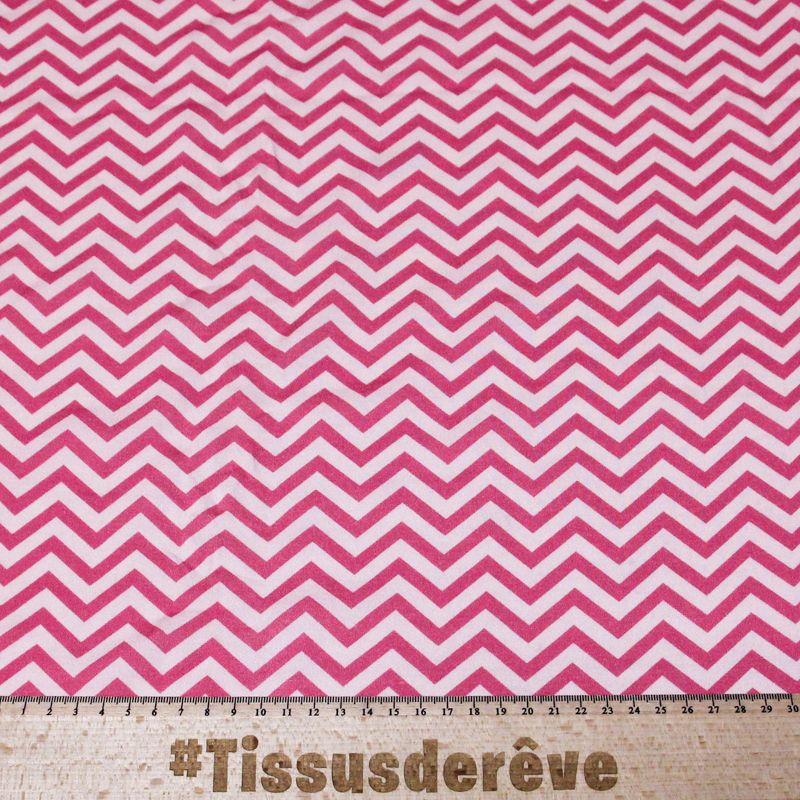 Étoffe 100% viscose - Zigzag rose