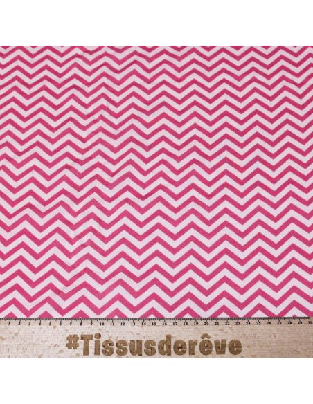 Étoffe 100% viscose - Zigzag rose