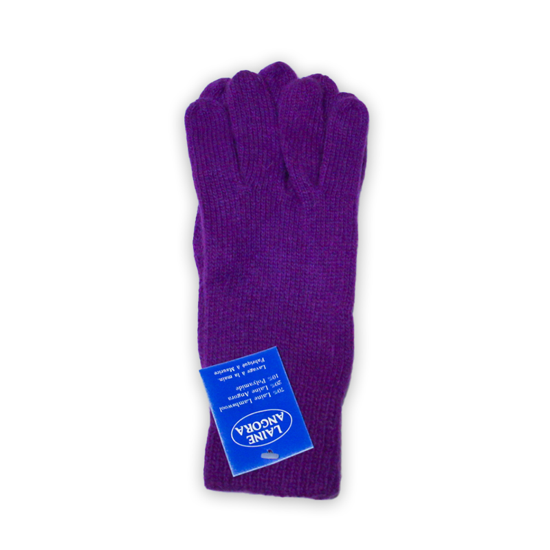Gants laine & Angora - Violet (Taille M)