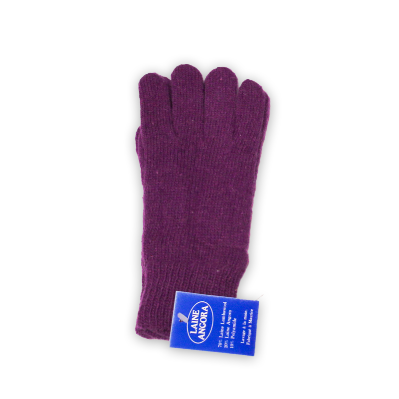 Gants laine & Angora - Mauve (Taille L)