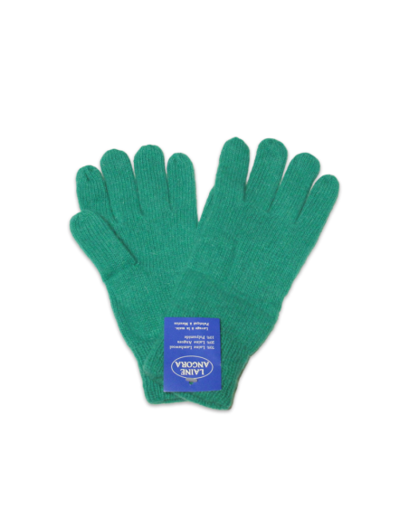 Gants laine & Angora - Vert émeraude (Taille M)