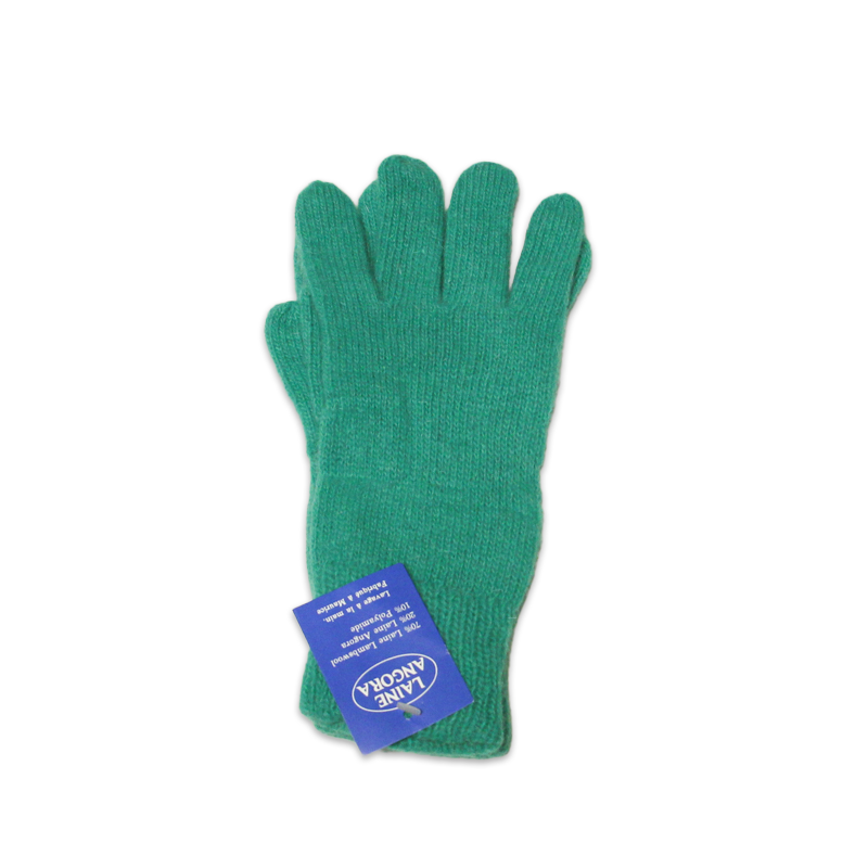 Gants laine & Angora - Vert émeraude (Taille L)