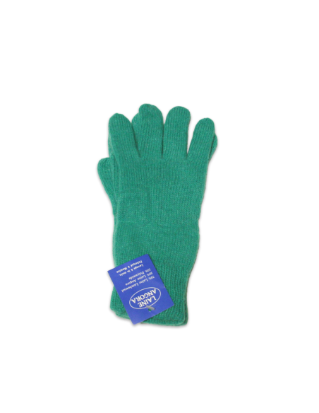 Gants laine & Angora - Vert émeraude (Taille L)