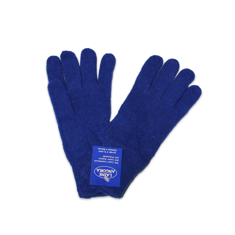 Gants laine & Angora - Bleu cobalt (Taille S)