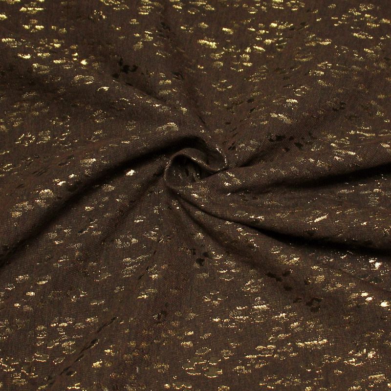 Tissu broché - Pois doré fond marron