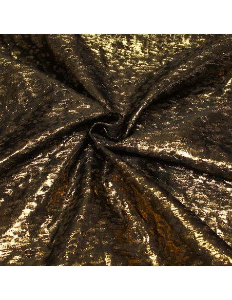 Tissu broché - Pois doré fond marron