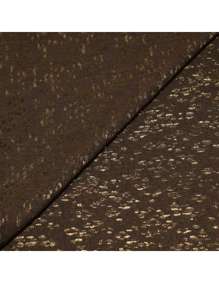 Tissu broché - Pois doré fond marron