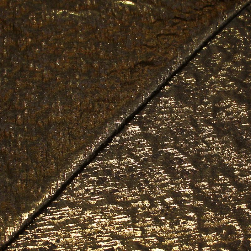 Tissu broché - Pois doré fond marron