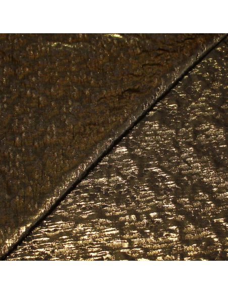 Tissu broché - Pois doré fond marron