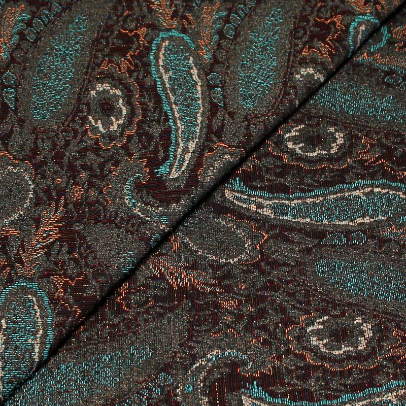 Tissu broché - Cachemire détails rayure brillante