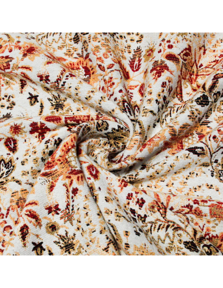 Jacquard - Fleuri orangé & rouge