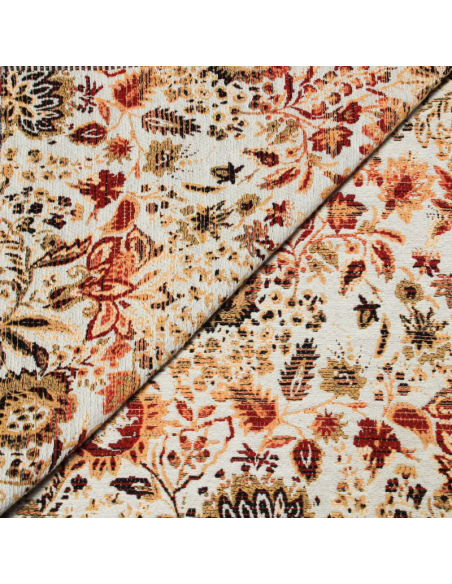 Jacquard - Fleuri orangé & rouge