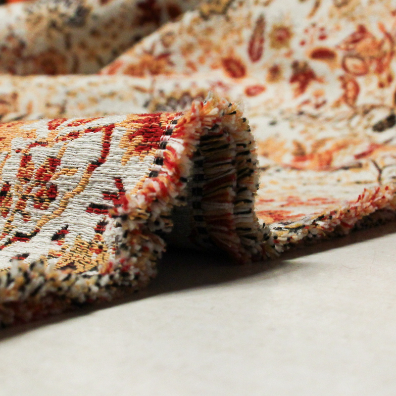 Jacquard - Fleuri orangé & rouge