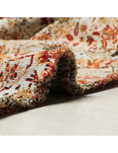 Jacquard - Fleuri orangé & rouge