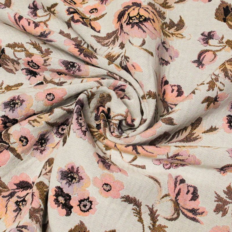 Jacquard - Fleuri dégradé de rose