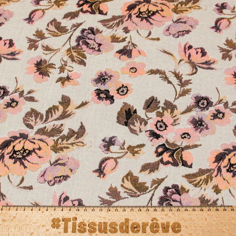 Jacquard - Fleuri dégradé de rose
