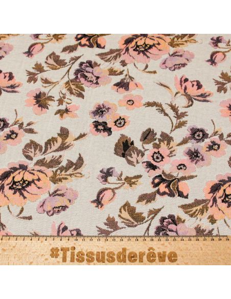 Jacquard - Fleuri dégradé de rose