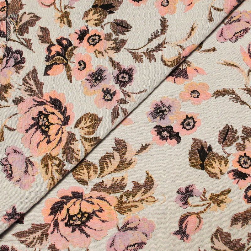 Jacquard - Fleuri dégradé de rose