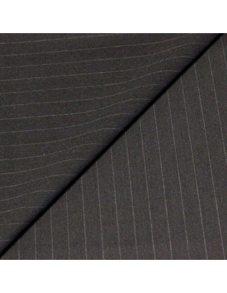Tissu tailleur sergé 100% laine super 110's - Rayure craie anthracite (Coupon de 3,10 mètres)