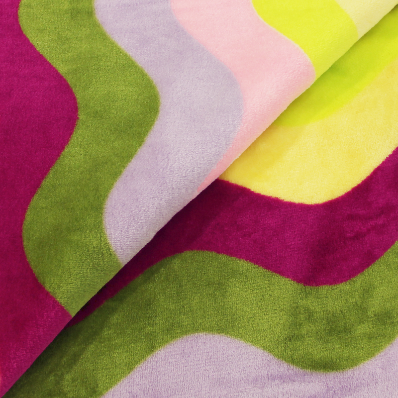Tissu Doudou Vagues - Multicolor vert fluo 