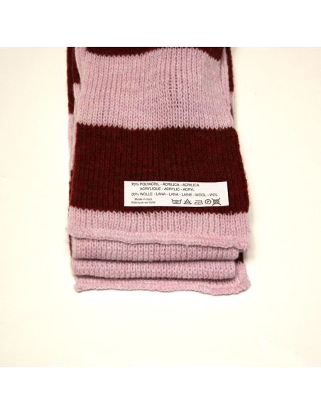 Ensemble gants & tour de cou laine & acrylique - Rose & bordeaux
