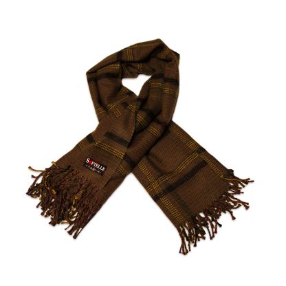 Écharpe - Carreaux marron & jaune