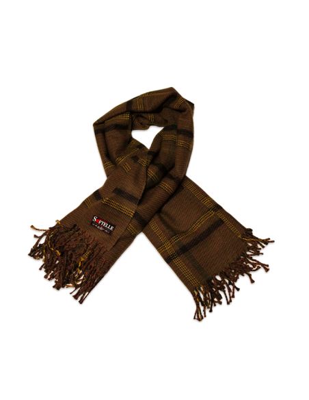 Écharpe - Carreaux marron & jaune