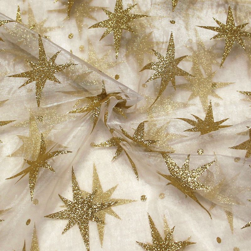 Organza imprimé Noël - Rose des vents